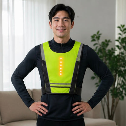 LED Reflective Cycling Vest – Safety Turn Signal Backpack Vest for Night Riding, Hiking and Outdoor Visibility