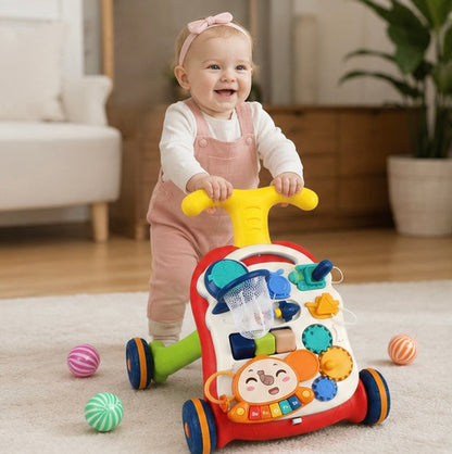 Baby Push Walker Activity Center - Multifunction Learning Walker with Music and Drawing Board for Toddler Development