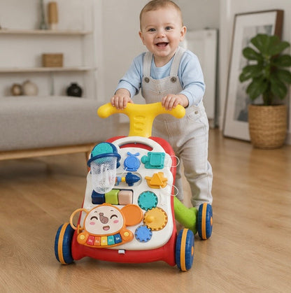 Baby Push Walker Activity Center - Multifunction Learning Walker with Music and Drawing Board for Toddler Development