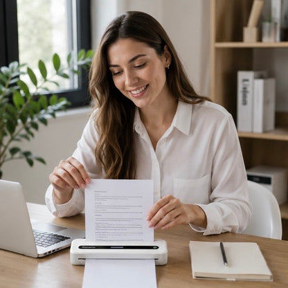 Portable Bluetooth Thermal Printer - Wireless Inkless A4 Mobile Printer for Travel, Business Documents and Home Office Use