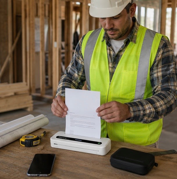 Portable Bluetooth Thermal Printer - Wireless Inkless A4 Mobile Printer for Travel, Business Documents and Home Office Use