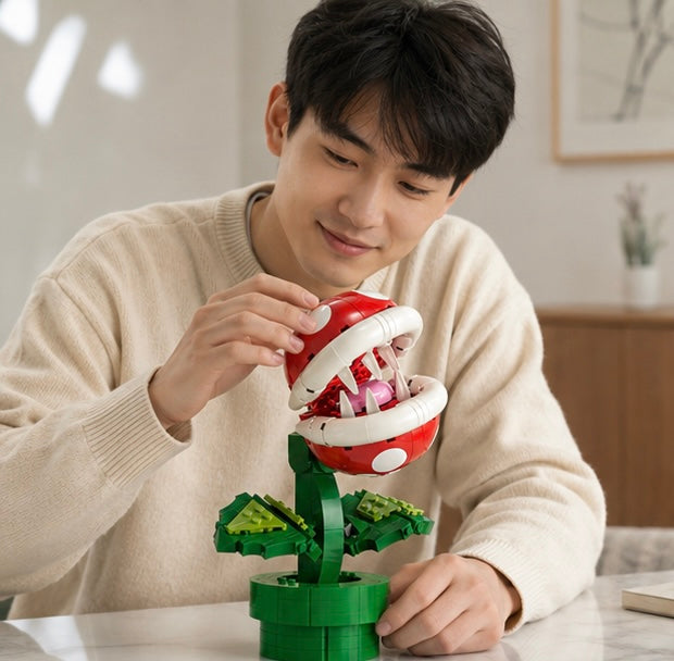 Flame Flower Building Block Model - Creative Assembly Toy for Kids Collectors and Decorative Display Enthusiasts
