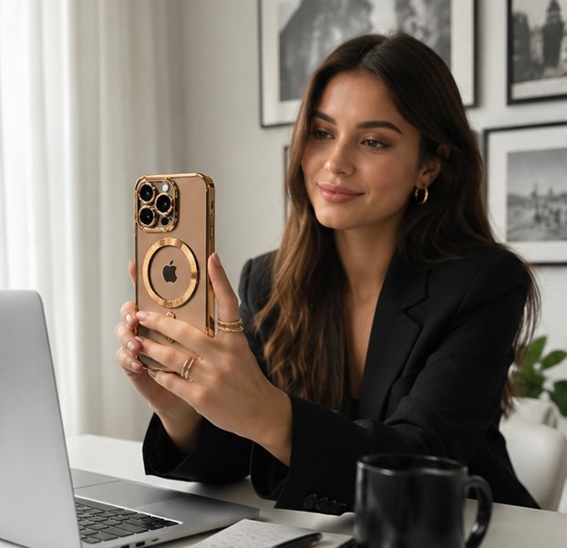Magnetic Clear iPhone Case – Electroplated Bumper with Raised Camera Rings