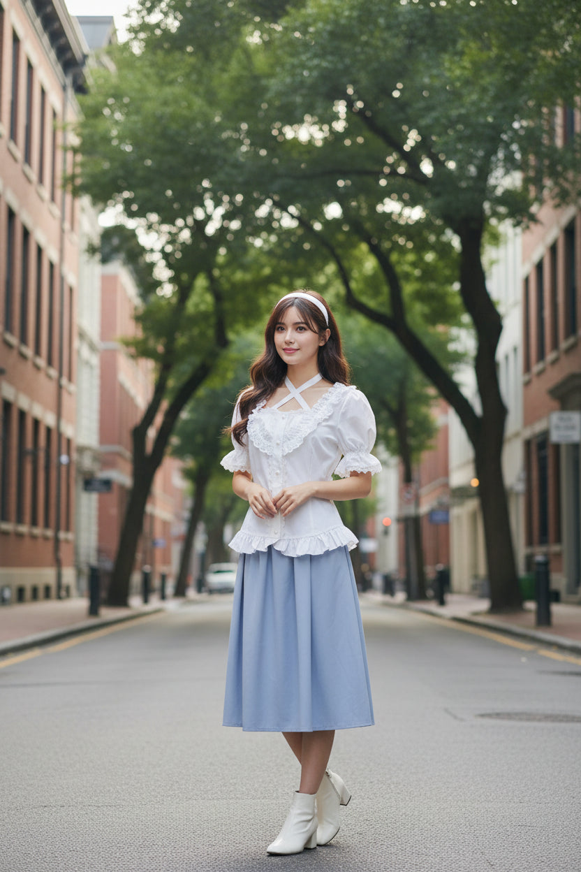 Lolita Ruffle Sleeve Blouse - Cute Cotton Cosplay Top for Women with Vintage Inspired Design and Elegant Party Styling