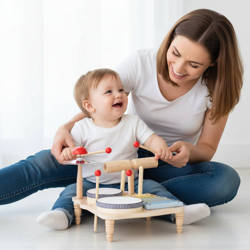 Multifunction Wooden Music Activity Table  - Baby Drum and Instrument Set for Early Education and Sensory Development