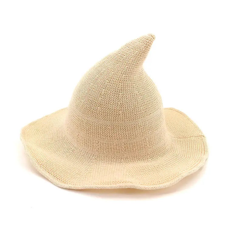 Vintage Witch Hat Costume - Wool Knit Halloween Cosplay Hat for Masquerades, Parties and Festive Seasonal Styling