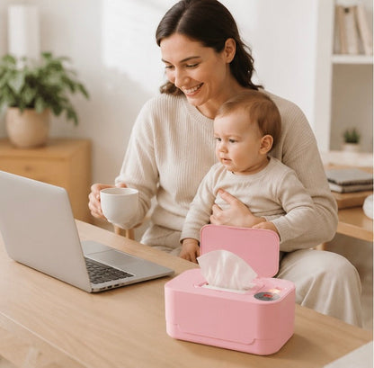 Baby Wipe Warmer with LED Display - Portable USB Wet Wipe Heating Box for Home, Car and Nursery Convenience