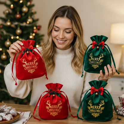 Christmas Apple Gift Bags Set - Festive Holiday Packaging Pouches for Party Favors and Seasonal Gift Giving