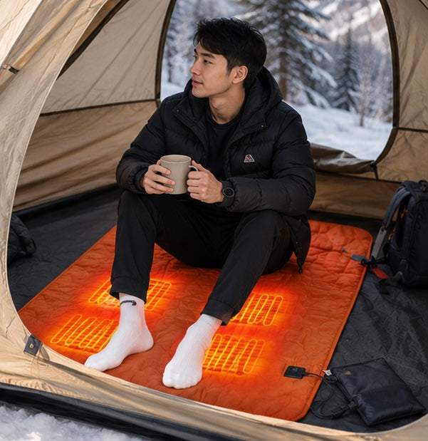 Outdoor Heated Sleeping Mat - USB Powered Camping Heating Pad with Adjustable Temperature and Multiple Heating Zones