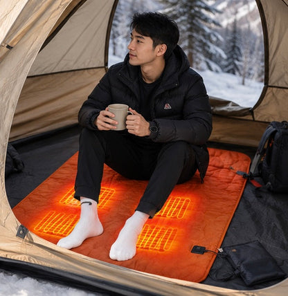 Outdoor Heated Sleeping Mat - USB Powered Camping Heating Pad with Adjustable Temperature and Multiple Heating Zones