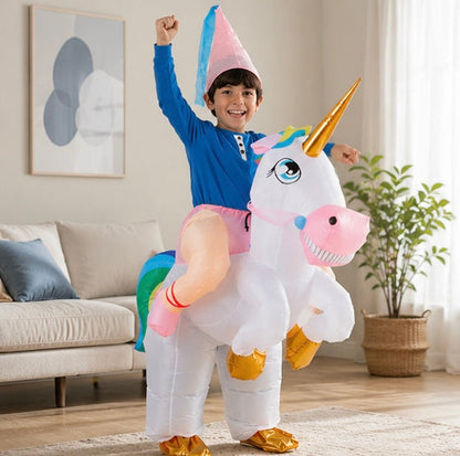 Inflatable Unicorn Costume for Kids - Funny Riding Unicorn Halloween Outfit for Parties and Special Events