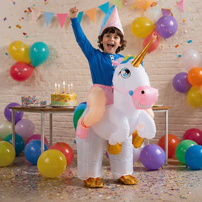 Inflatable Unicorn Costume for Kids - Funny Riding Unicorn Halloween Outfit for Parties and Special Events