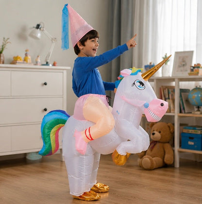 Inflatable Unicorn Costume for Kids - Funny Riding Unicorn Halloween Outfit for Parties and Special Events
