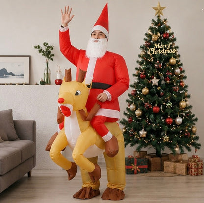 Inflatable Santa Claus Costume - Christmas Mascot Cosplay Outfit for Adults and Kids Holiday Celebrations
