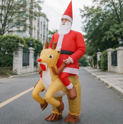 Inflatable Santa Claus Costume - Christmas Mascot Cosplay Outfit for Adults and Kids Holiday Celebrations