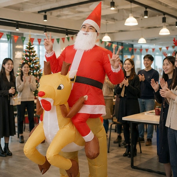 Inflatable Santa Claus Costume - Christmas Mascot Cosplay Outfit for Adults and Kids Holiday Celebrations