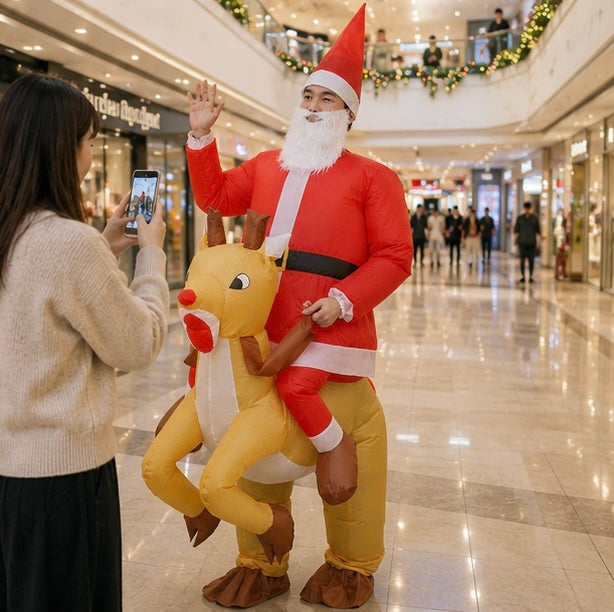 Inflatable Santa Claus Costume - Christmas Mascot Cosplay Outfit for Adults and Kids Holiday Celebrations