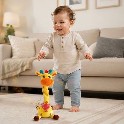 Dancing Talking Giraffe Plush Toy - Rechargeable Musical Educational Doll with Lights for Babies, Toddlers and Gift Giving