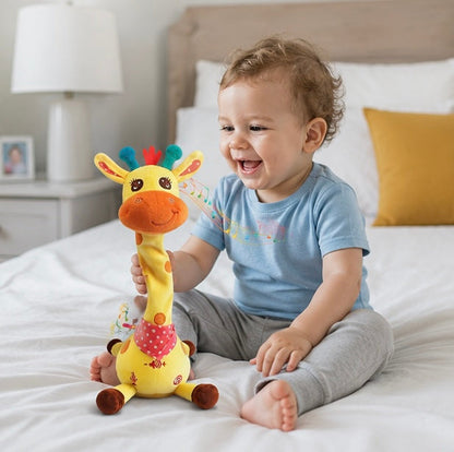 Dancing Talking Giraffe Plush Toy - Rechargeable Musical Educational Doll with Lights for Babies, Toddlers and Gift Giving