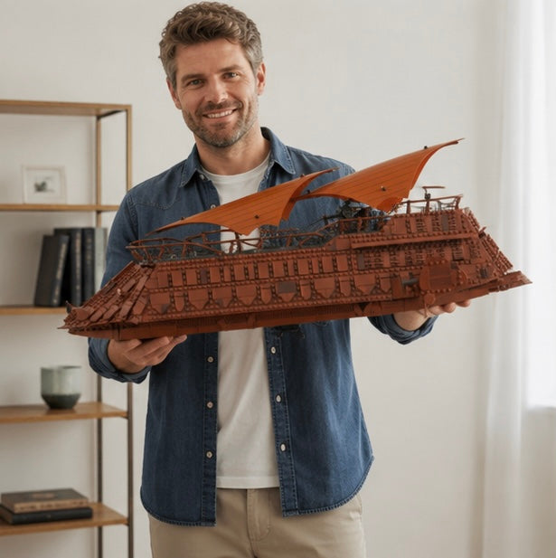 Jabba Sail Barge Building Block Set - Classic Sailboat Construction Model for Collectors and Display Enthusiasts