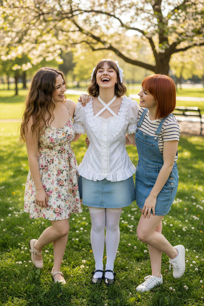 Lolita Ruffle Sleeve Blouse - Cute Cotton Cosplay Top for Women with Vintage Inspired Design and Elegant Party Styling