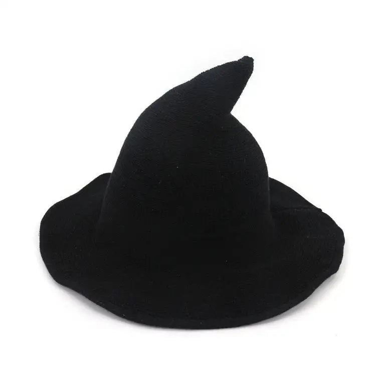 Vintage Witch Hat Costume - Wool Knit Halloween Cosplay Hat for Masquerades, Parties and Festive Seasonal Styling