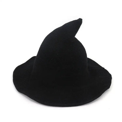 Vintage Witch Hat Costume - Wool Knit Halloween Cosplay Hat for Masquerades, Parties and Festive Seasonal Styling