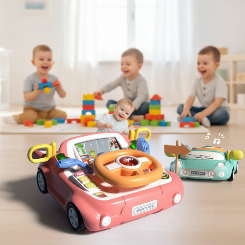 Electric Steering  Kids Driving Simulator Toy - Wheel Copilot Learning Toy for Strollers, Cars and Early Education Fun