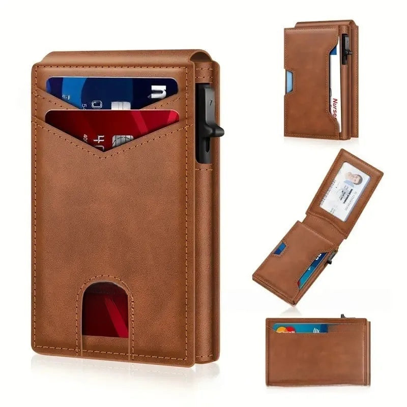 VaultGuard™ Leather RFID Pop-Up Wallet