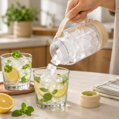Ice Maker Water Bottle – 2-in-1 Portable Water Bottle with Built-in Silicone Ice Cube Tray, Easy Press Ice Release for Cold Drinks, Gym, Travel and Outdoor Use