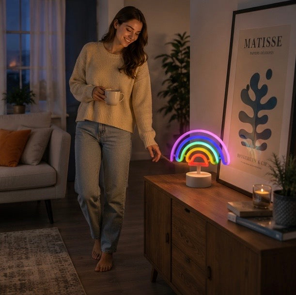 Desktop Neon Light Sign-USB Battery Powered Decorative LED Lamp for Weddings Parties and Romantic Room Decor