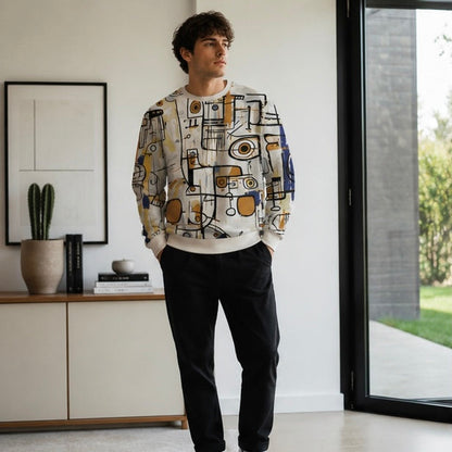 Men's Graphic Sweatshirt - Fashion Graffiti Crewneck Pullover for Casual Streetwear, Holidays and Everyday Style