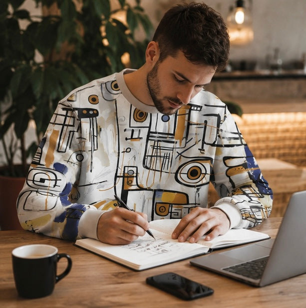 Men's Graphic Sweatshirt - Fashion Graffiti Crewneck Pullover for Casual Streetwear, Holidays and Everyday Style