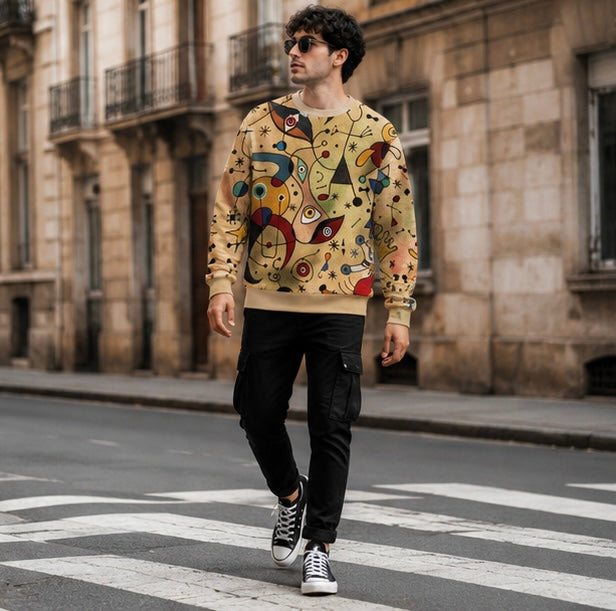 Men's Graphic Sweatshirt - Fashion Graffiti Crewneck Pullover for Casual Streetwear, Holidays and Everyday Style