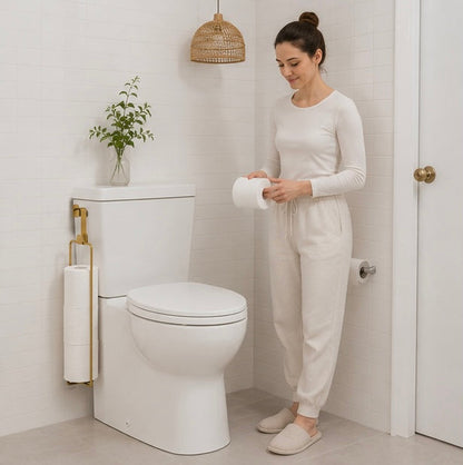Bathroom Toilet Paper Holder – Over the Tank Storage Organizer with Extra Roll Capacity for Small Bathrooms and Restrooms