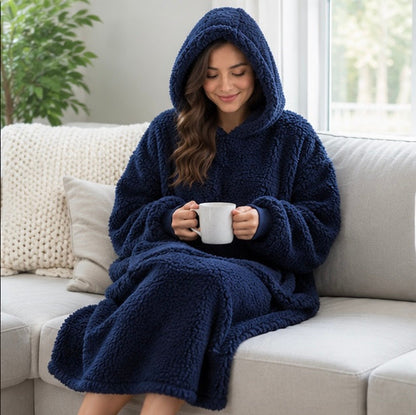 Oversized Blanket Hoodie with Sleeves - Ultra Warm Wearable Fleece Blanket for Home Lounging and Relaxation