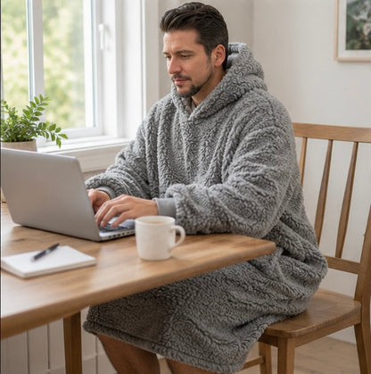 Oversized Blanket Hoodie with Sleeves - Ultra Warm Wearable Fleece Blanket for Home Lounging and Relaxation