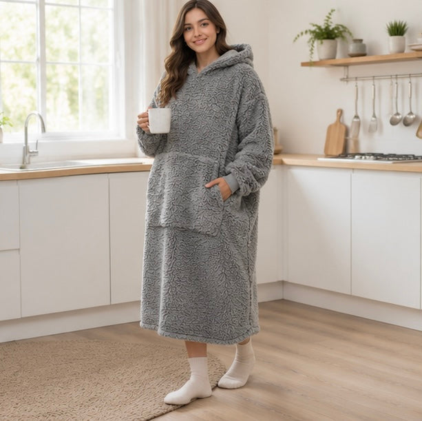 Oversized Blanket Hoodie with Sleeves - Ultra Warm Wearable Fleece Blanket for Home Lounging and Relaxation