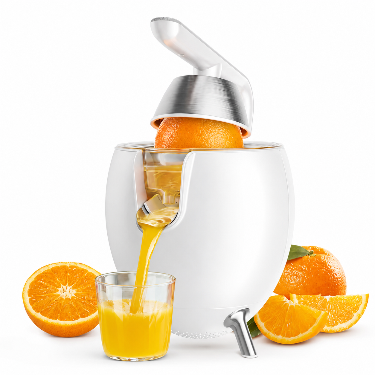 Electric Stainless Steel Citrus Juicer – Powerful 850W Orange & Lemon Juicer with 2 Cones, BPA-Free Parts and Easy-Clean Design for Home Kitchens