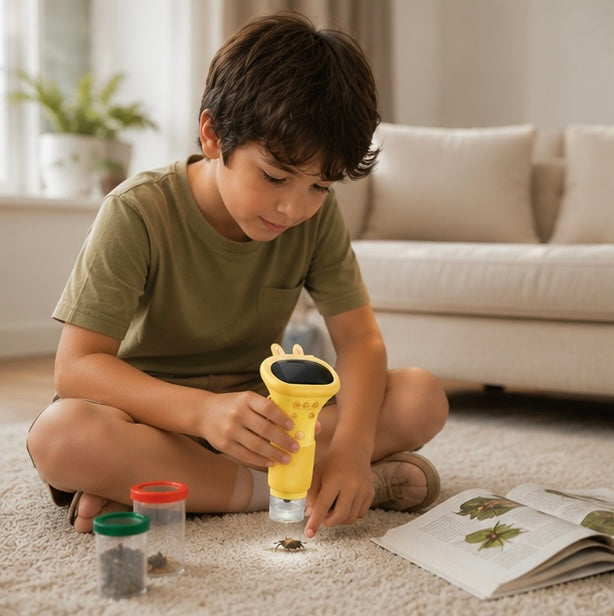 Portable Digital Microscope for Kids – 1000X Handheld Pocket Microscope with IPS Screen, LED Lights and STEM Science Exploration