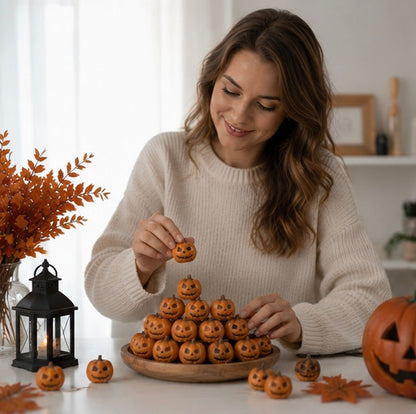 Mini Resin Pumpkin Decorations - Halloween Craft Accessories for DIY Projects, Home Decor and Party Displays
