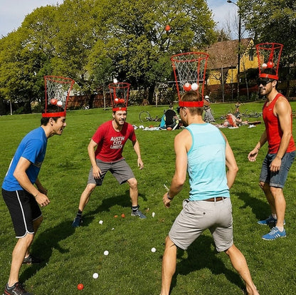 Headband Basketball Party Game - Adjustable Hoop Toss Challenge with Balls for Kids, Adults and Carnival Fun