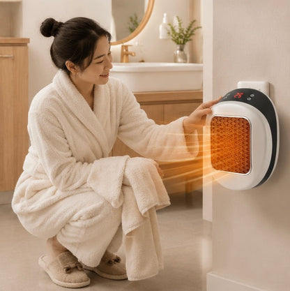 Portable Electric Heater - 600W Compact Fast Heating Device with Remote Control for Bedrooms and Bathrooms
