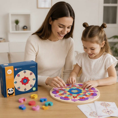 Montessori Tangram Puzzle Set - Wooden Geometric Shape Educational Toy for Logical Thinking, Creativity and Early Learning
