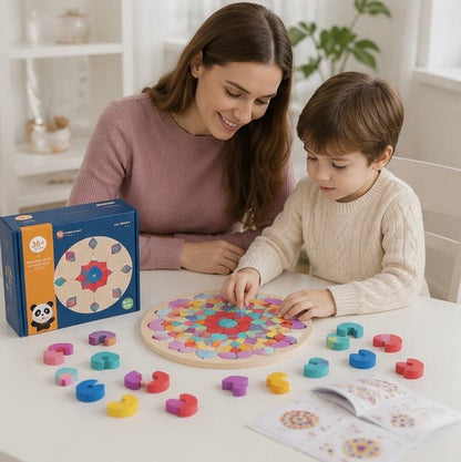 Montessori Tangram Puzzle Set - Wooden Geometric Shape Educational Toy for Logical Thinking, Creativity and Early Learning