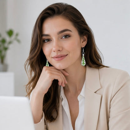 Spiral Droplet Pendant Earrings - Artistic Glazed Statement Jewelry for Women, Elegant Fashion Accessory and Unique Gift Choice