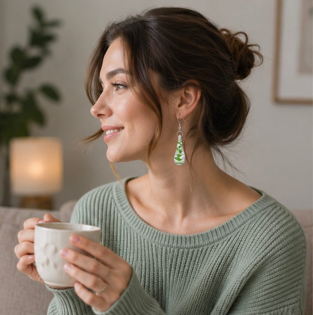 Spiral Droplet Pendant Earrings - Artistic Glazed Statement Jewelry for Women, Elegant Fashion Accessory and Unique Gift Choice