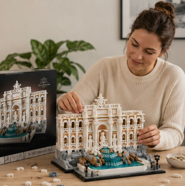 Trevi Fountain Building Blocks Set-Classic Architecture Model Compatible with LEGO Bricks for Family Fun and Decorative Display