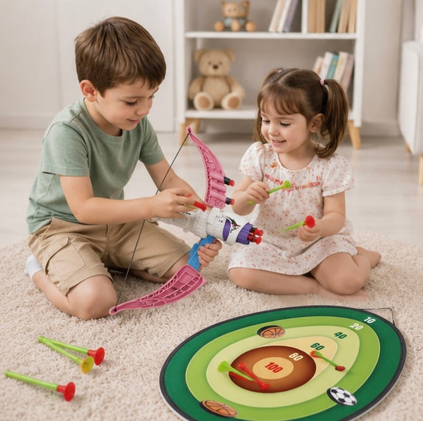 Family Archery Game Set - 4-in-1 Parent Child Outdoor Activity Toy for Skill Building, Bonding and Active Play