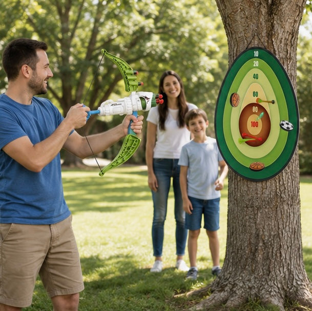 Family Archery Game Set - 4-in-1 Parent Child Outdoor Activity Toy for Skill Building, Bonding and Active Play